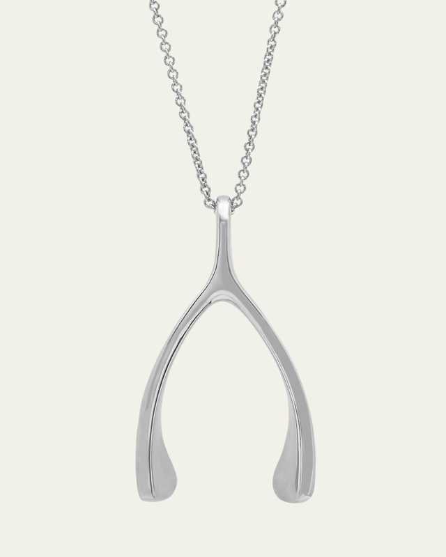 Wishbone Necklace in 18K White Gold